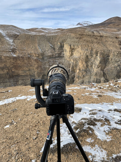 Camera Setup waiting for Photographing Snow Leopards