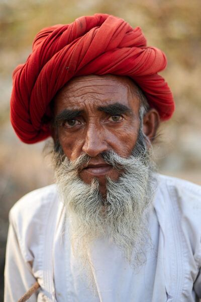 Rabari Villager with Red Turban from Bera Village